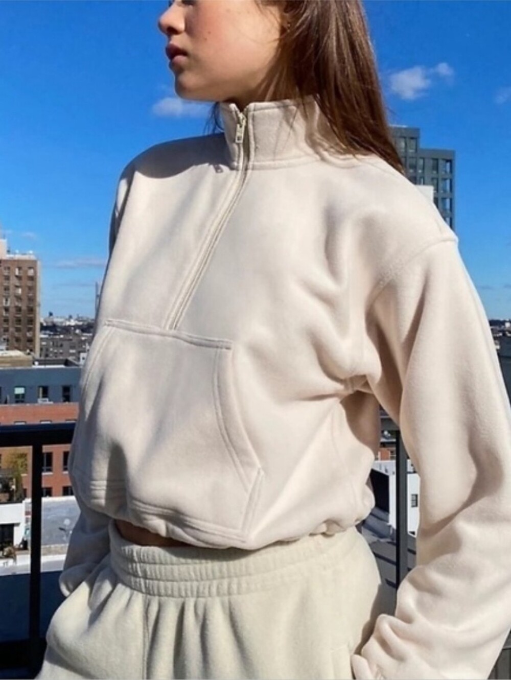 aritzia polar fleece 1/2 zip TNA